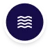 White wavy lines symbol on a dark blue circular background, suggesting water or waves.